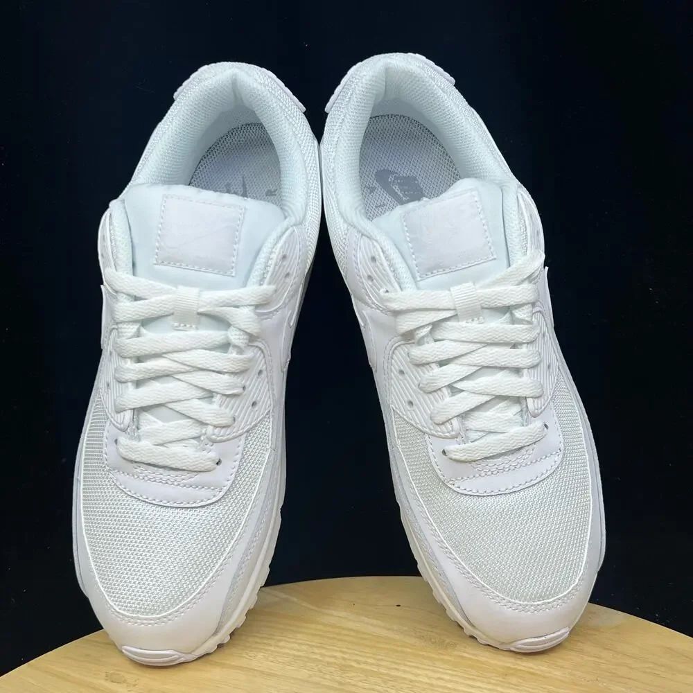 Nike Air Max 90 Triple White/White-Wolf Grey Men's Running Shoe CN8490-100 Sz 8